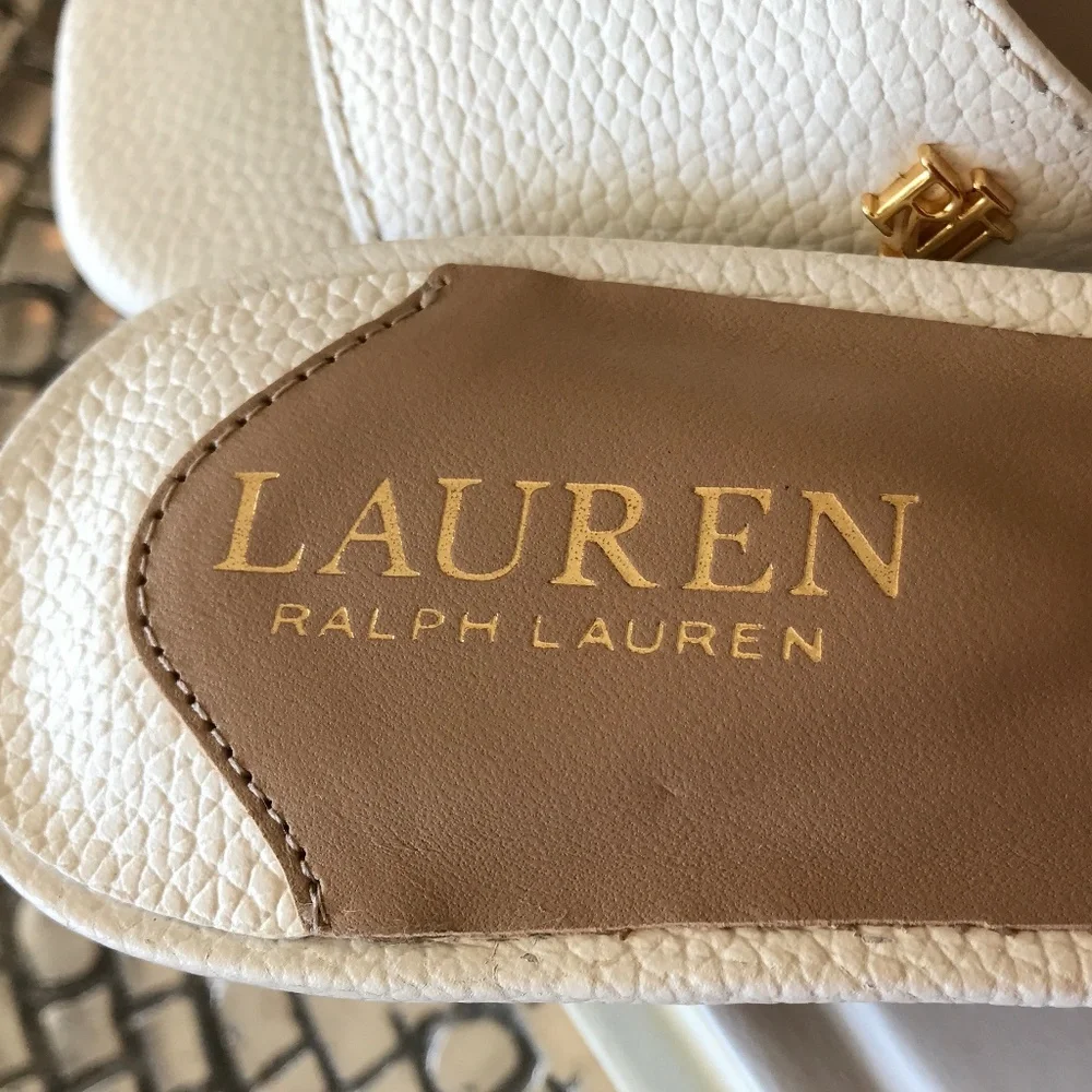 RALPH LAUREN LEATHER SLIP ON SANDALS - Picture 13 of 14